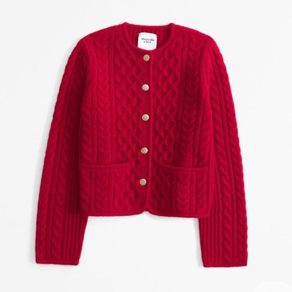 Abercrombie & Fitch Red Cable Knit Cardigan -NEVER WORN